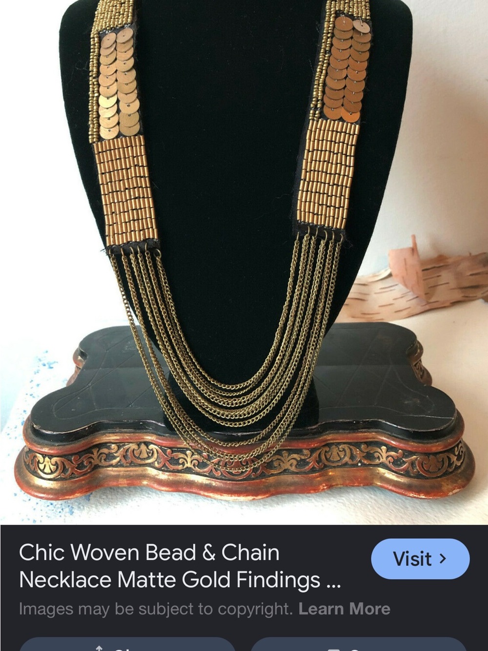 Matte Gold Multi-Strand Woven Bead & Chain Necklace - Chic Statement